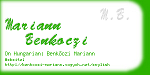 mariann benkoczi business card