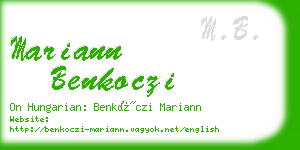 mariann benkoczi business card